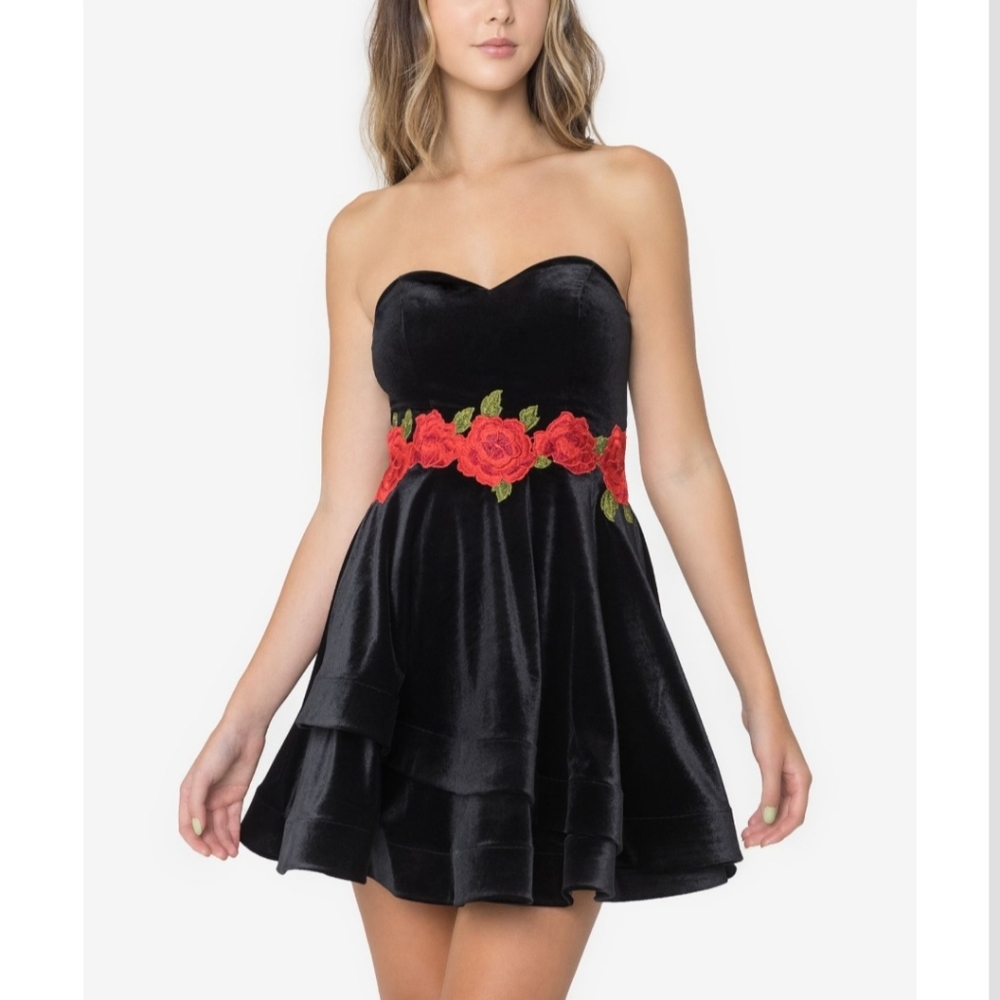 3 For $30.00 -B. Darlin Fit & Flare Party Cocktail   New w Red Floral Detail